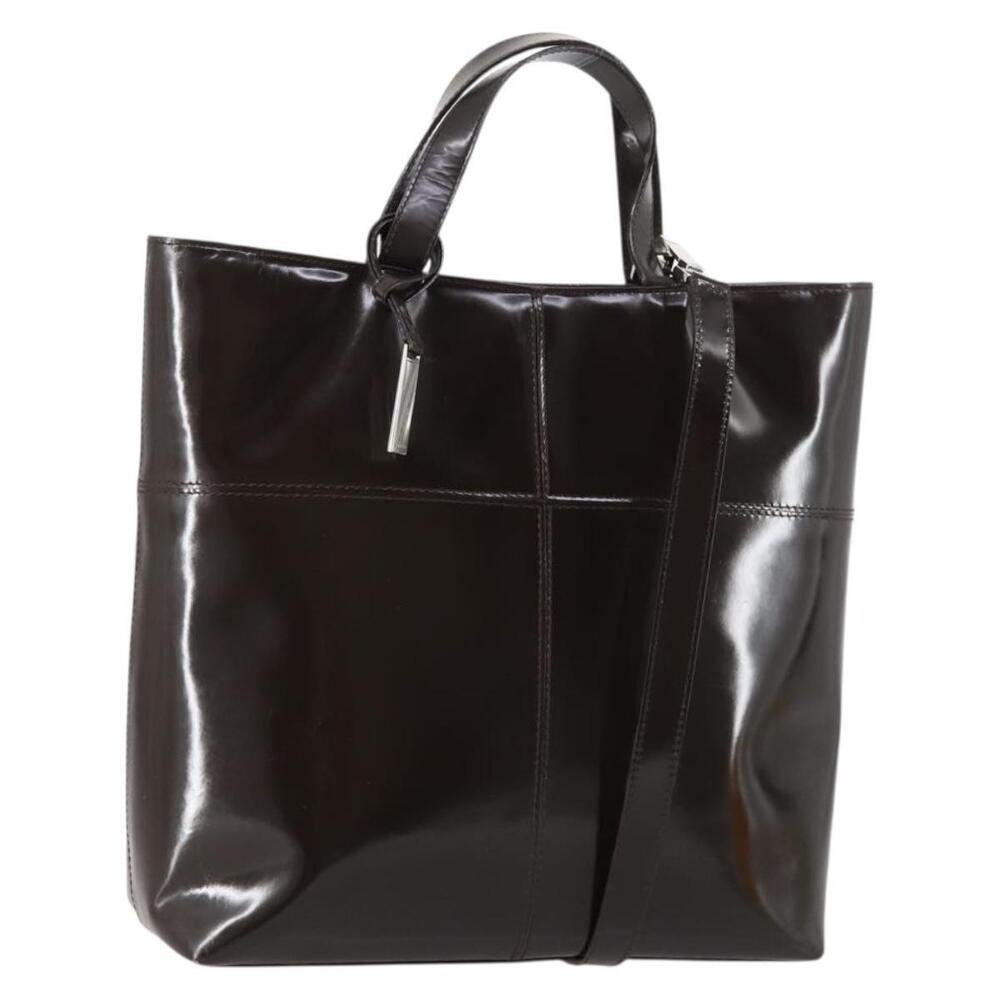 GUCCI Hand Bag Patent leather 2way Brown Auth ep11132 - Picture 1 of 16
